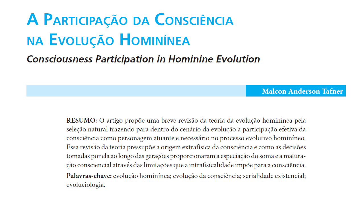 A Participação da Consciência na Evolução Hominínea
