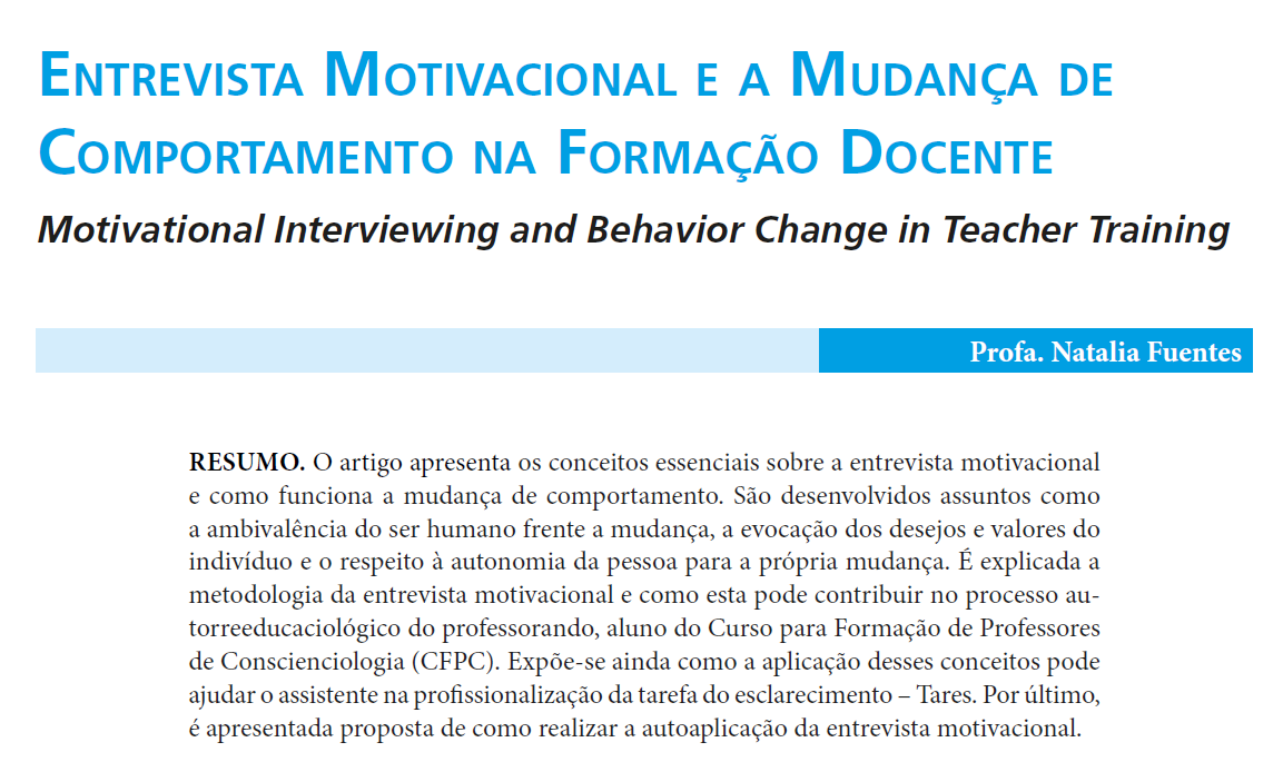 Entrevista Motivacional e a Mudança de Comportamento na Formação Docente