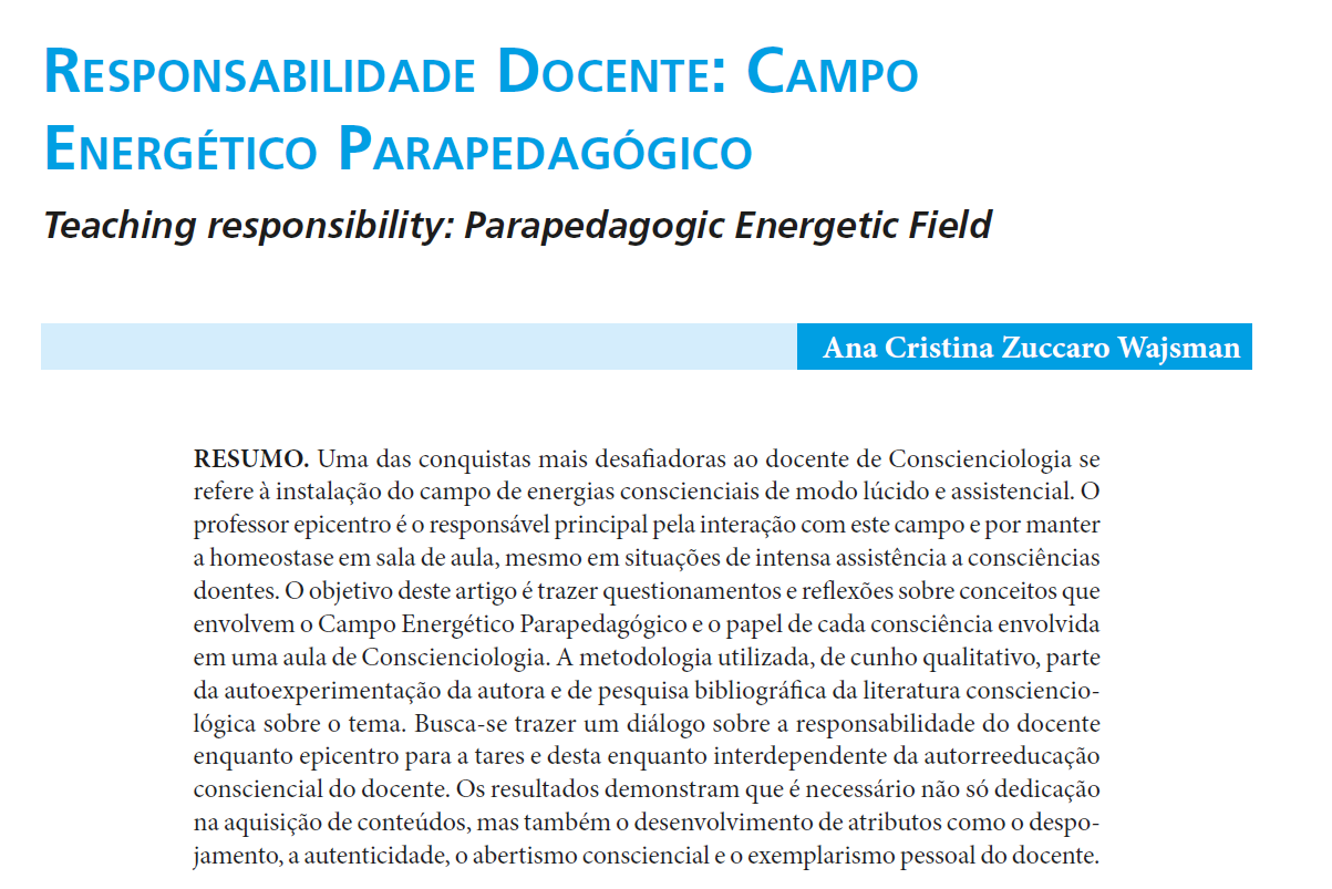 Responsabilidade Docente: Campo Energético Parapedagógico