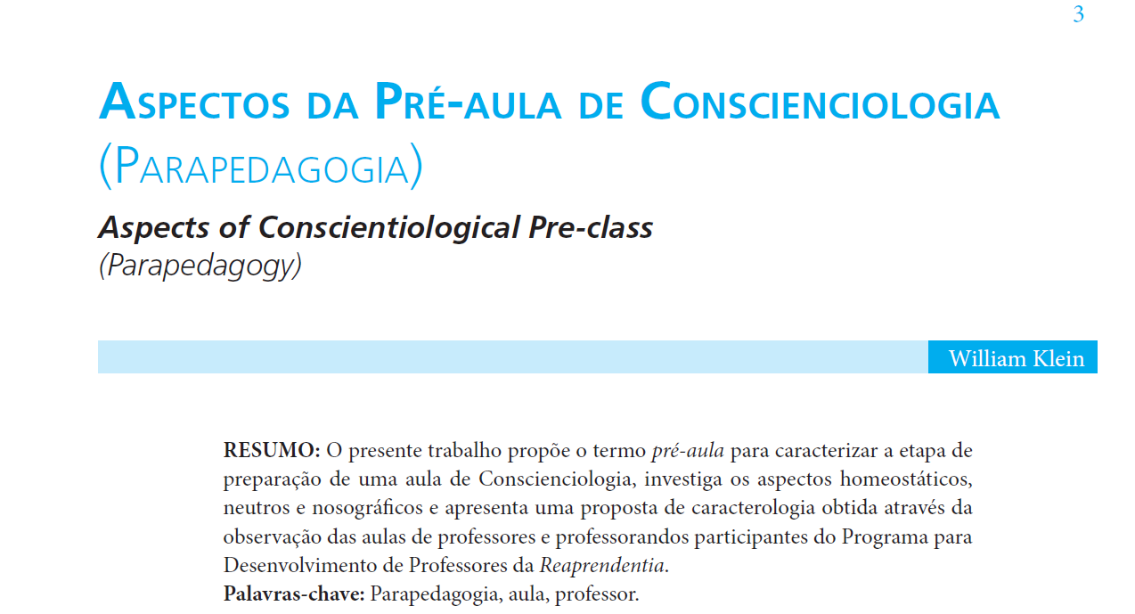 Aspectos da Pré-aula de Conscienciologia